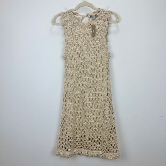 J.Crew Pointelle Sleeveless Sweater Dress Natural Beige Resort Boho Medium NWT - Picture 5 of 11